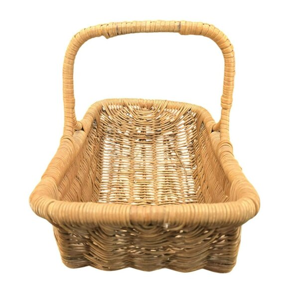 Handwoven Round Bottom Wicker Basket With Handle For Home Decor Storage CM2047 - Picture 3 of 10